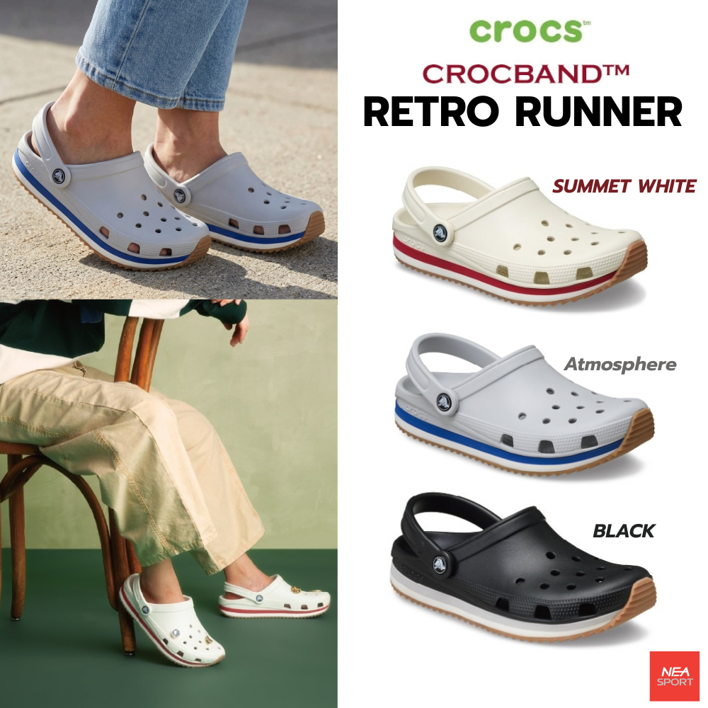 [รุ่นใหม่มาแรง] CROCS CROCBAND - RETRO RUNNER รองเท้าแตะทรงสวม คร็อคส์ แท้ รุ่นฮิต