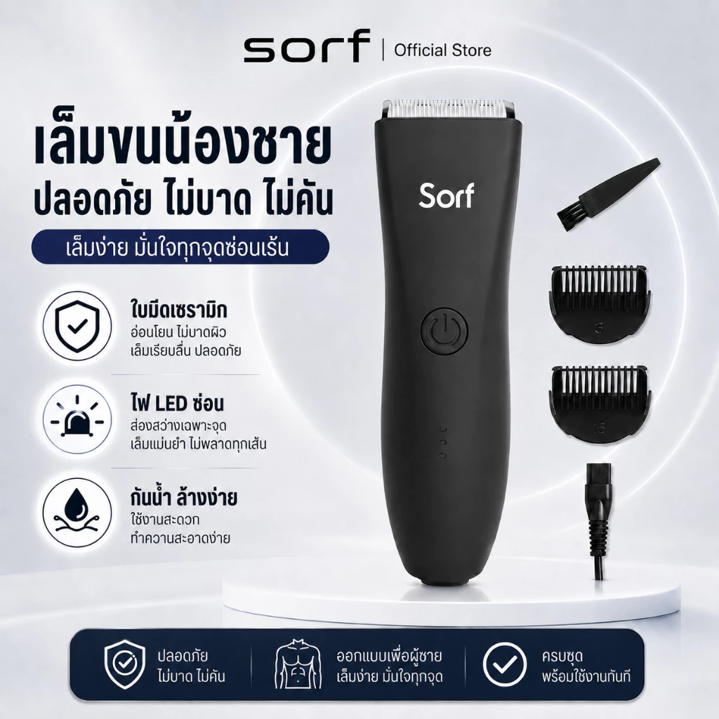Sorf Trimmer เครื่องเล็มขนน้องชาย เล็มขน โกนขน กำจัดขน ไม่บาดกันน้ำ กันน้ำพร้อมส่งเลย พร้อมส่ง