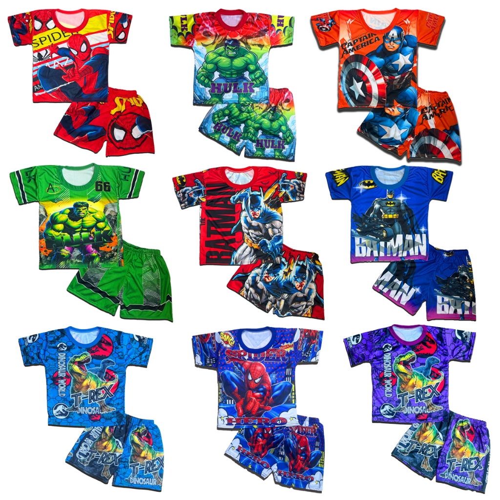 ชุดเด็กผู้ชาย งานผ้ามัน การ์ตูนสุดฮิต Size M สกรีนสวยผ้ามัน 2-4 ขวบ