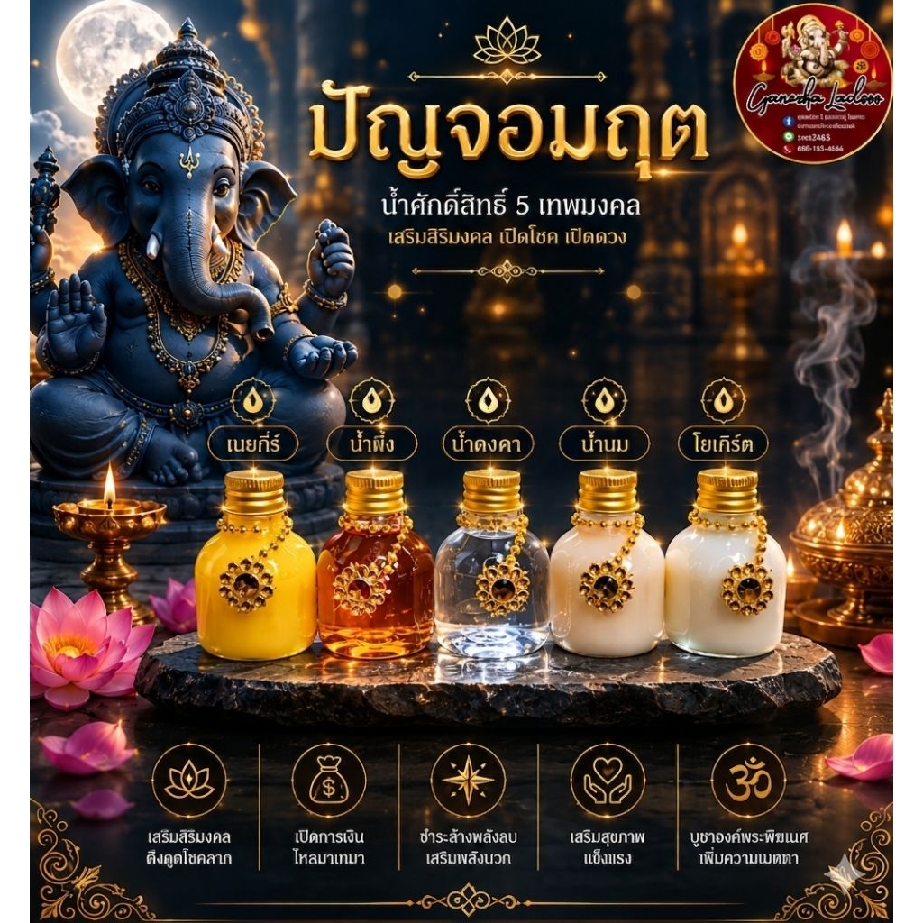 (มีส่งด่วน) ชุดปัญจอมฤต ของถวายพระพิฆเนศ น้ำผึ้ง เนยกีร์ นม โยเกิร์ต น้ำคงคา ใช้ในพิธีบูชา
