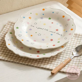 🎁⭐ Color Star Ceramic Gift Set ชุดจานชามเซรามิกลายดาว มาพร้อมกล่อง ของขวัญขึ้นบ้านใหม่ เข้าไมโครเวฟและเครื่องล้างจานได้