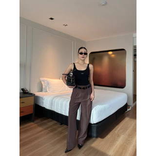THESUNCO - AIKA TROUSERS อัย-กะ ผ้าไม่ต้องรีด! กางเกงขากระบอกตรงเอวสูงยับยาก พรางหุ่น