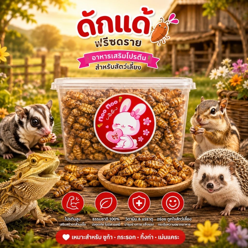 ดักแด้ฟรีซดราย อาหารเสริมโปรตีนสำหรับสัตว์เลี้ยง