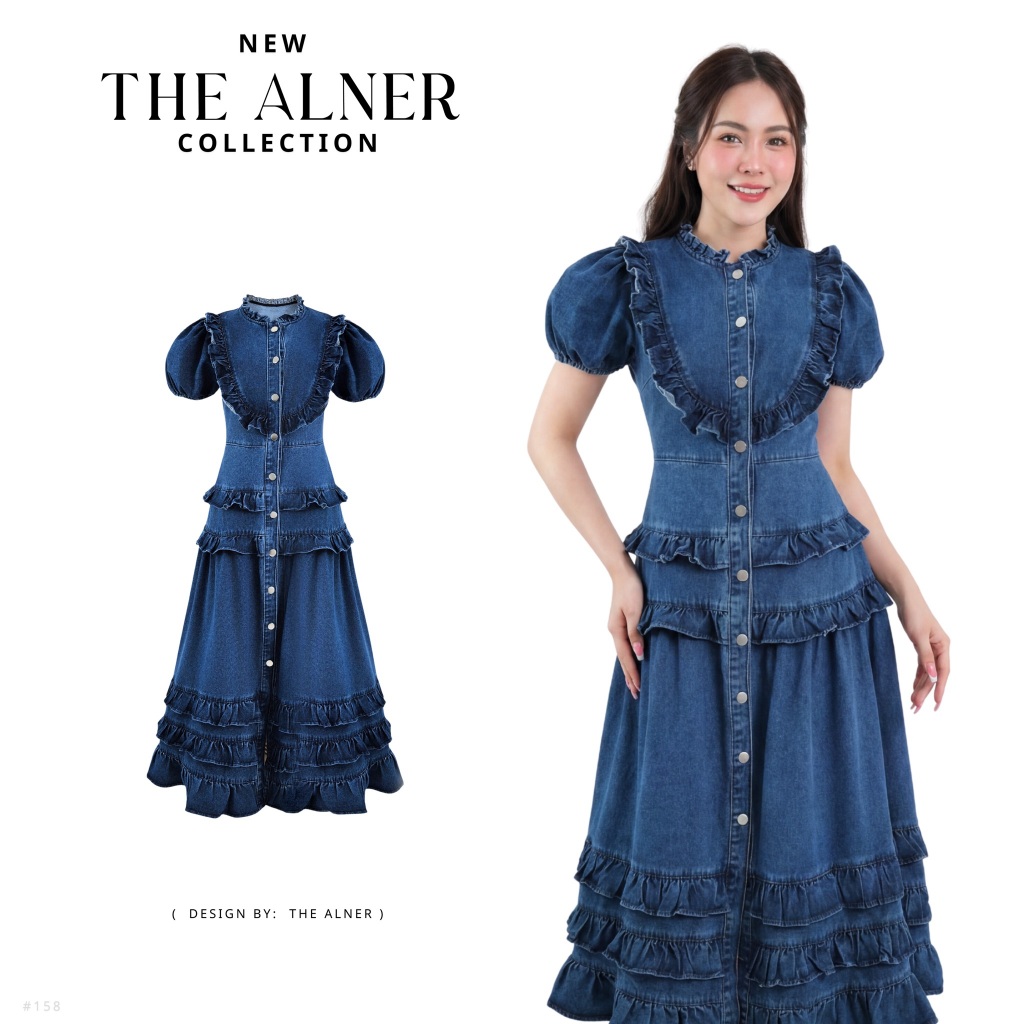 Thealner-AN158 (เดรสยีนส์กระดุมหน้าแขนตุ๊กตา)