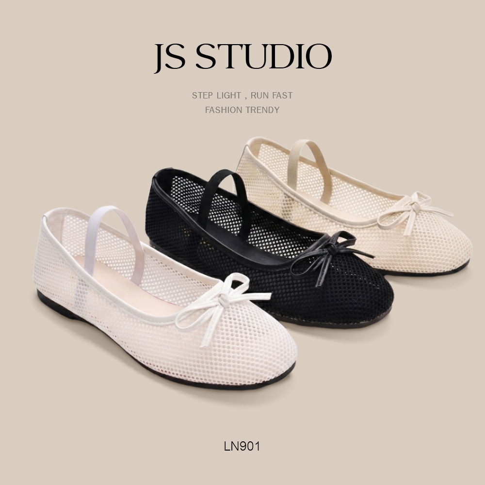JS.STUDIO รองเท้าผ้าใบตาข่ายพื้นเรียบ ระบายอากาศได้ดี สบาย LN901