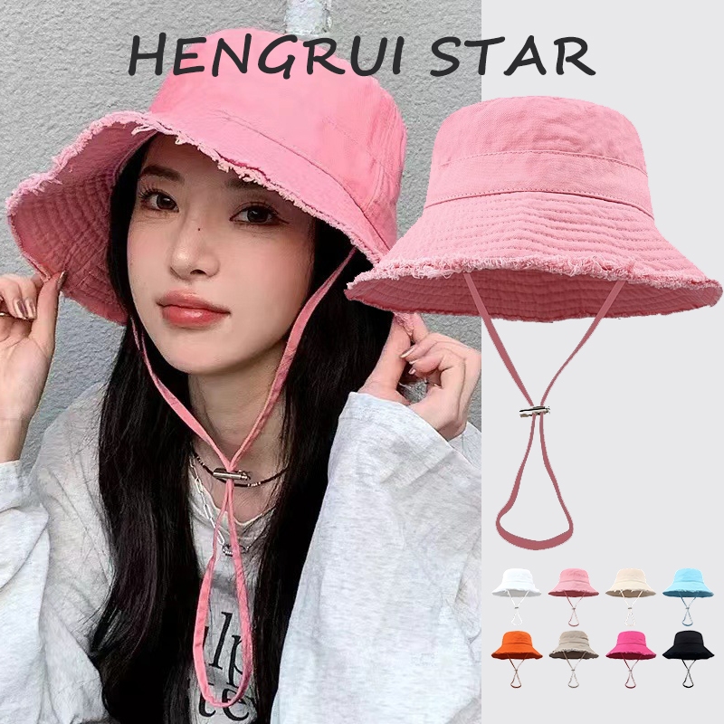 Hengrui Star หมวกปีกกว้างทรงชาวประมงรุ่น Summer Washed จาก หมวกกันแดดทรงระบายขอบรุ่ยแบบลำลอง