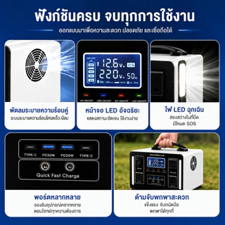 MENGCHI Power Station 600W 252Wh แหล่งจ่ายไฟพกพา แบตสำรองเดินทาง กล่องจ่ายไฟ 220v
