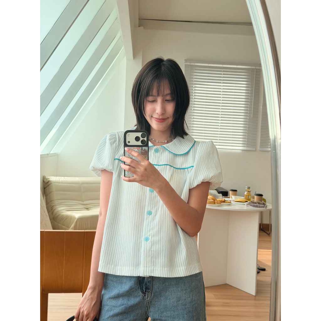 puff&pie เสื้อคอบัวแขนพอง (ไม่มียางยืด)
