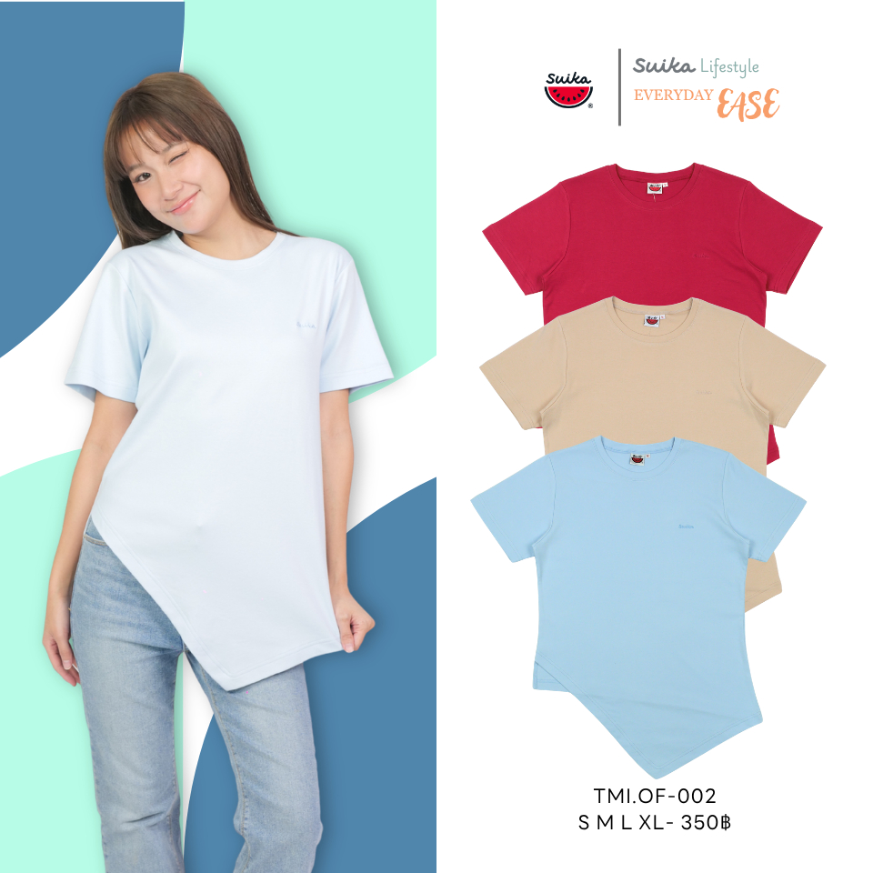 เสื้อแตงโม (SUIKA) - เสื้อคอกลมแขนสั้น แต่งชายเฉียงยาวด้านหน้า (TMI.OF-002)