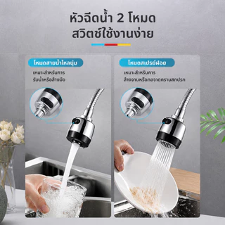 【SUS304】ก๊อกน้ำสแตนเลส 304 หมุนได้ 360° ปรับน้ำ 2 โหมด ใช้งานได้หลากหลาย ติดตั้งง่าย พร้อมแถมเทปพันเกลียว