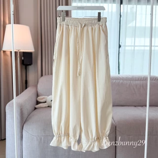 Benzbunny - Polka Dot Jinny Pants กางเกงขายาวทรงจินนี่ เนื้อผ้าหนานิ่ม สำหรับสาวอวบ ช่วยพรางขาให้ดูเรียว สูง #1051