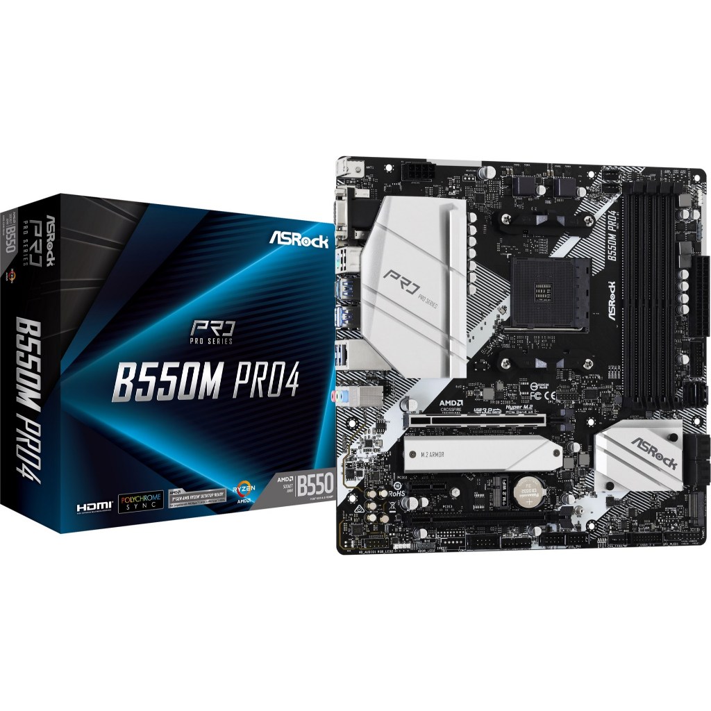 ASRock B550M Pro4 MicroATX Motherboard - AMD AM4, DDR4, PCIe 4.0