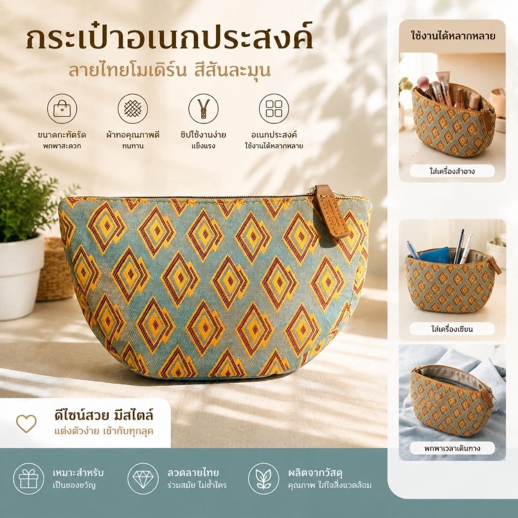 กระเป๋าของขวัญเอสเต้ กระเป๋าใส่เครื่องสำอางใส่ของอเนกประสงค์ ผ้าแคนวาส