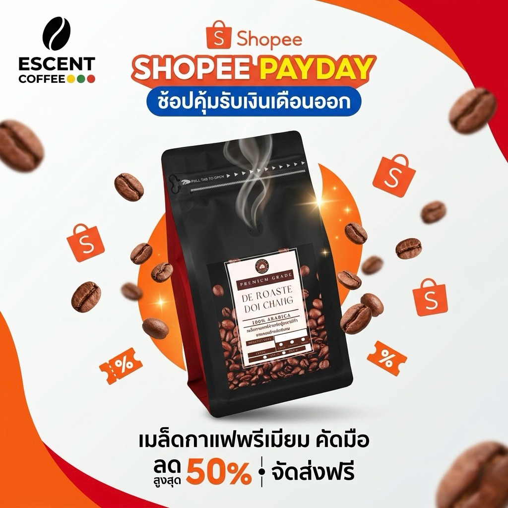 เมล็ดกาแฟดอยช้างอาราบิก้า คั่วกลางเข้ม - เกรดพรีเมียม ขนาด 250 กรัม