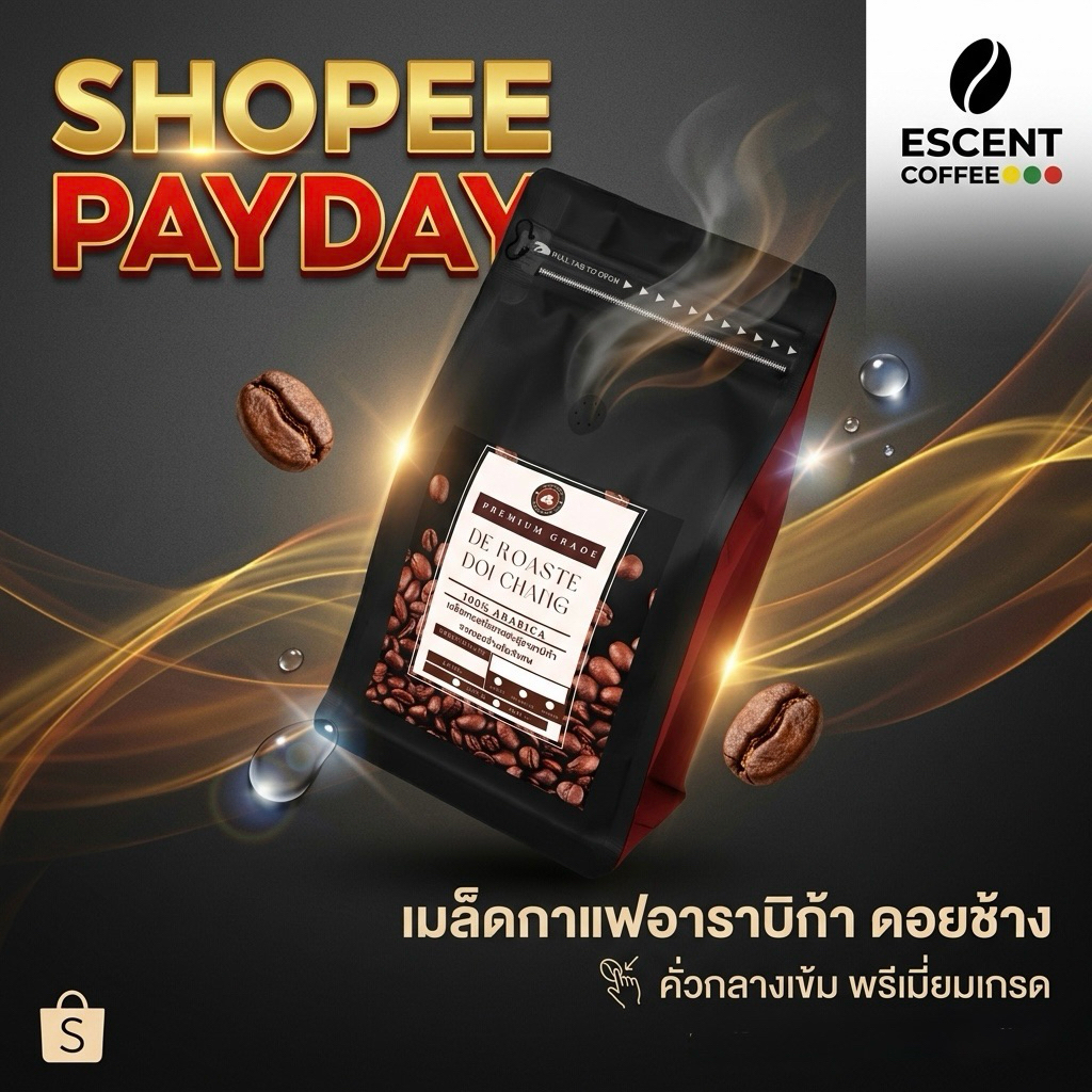 เมล็ดกาแฟดอยช้างอาราบิก้า คั่วกลางค่อนเข้ม - เกรดพรีเมียม ขนาด 1 กิโลกรัม(500 กรัม * 2 ถุง)