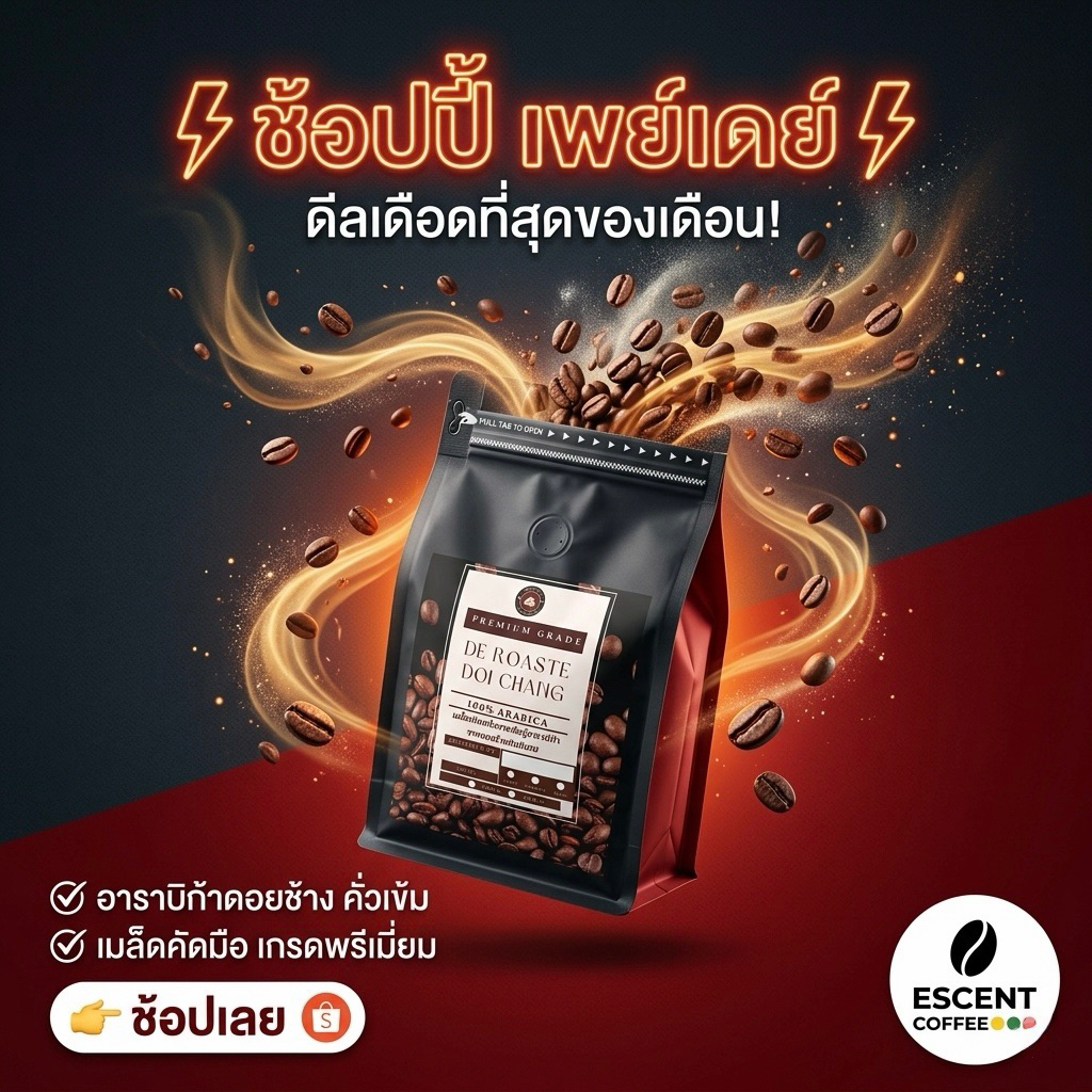 เมล็ดกาแฟดอยช้างอาราบิก้า คั่วเข้ม - เกรดพรีเมียม ขนาด 500 กรัม