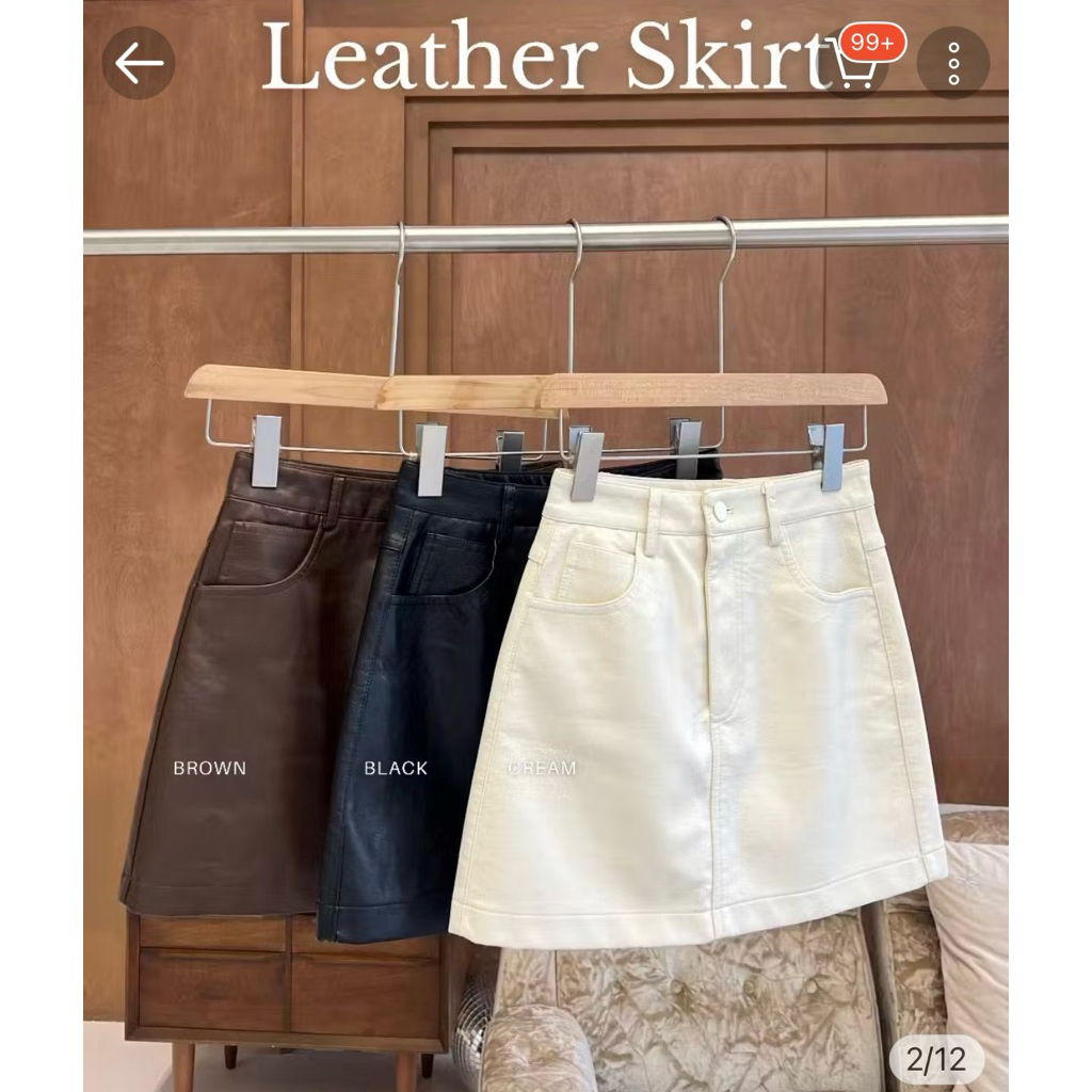 (สินค้า used) กระโปรงหนัง(มีกางเกงซับ) ของ Rilley.apparels สีดำ ไซต์ xl