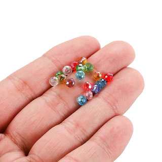 ลูกปัดแก้วคริสตัล 3/4/6/8 มม. โปร่งแสง หลากสี 70-195Pcs ต่อถุง สําหรับทําเครื่องประดับ DIY