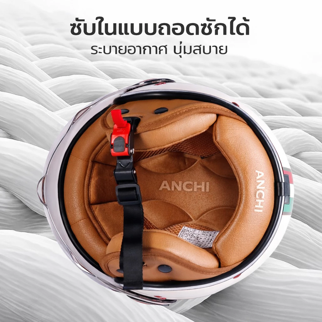 Anchi หมวกกันน็อคครึ่งใบ เปลือกABS แถบสะท้อนแสง HD thumbnail 9