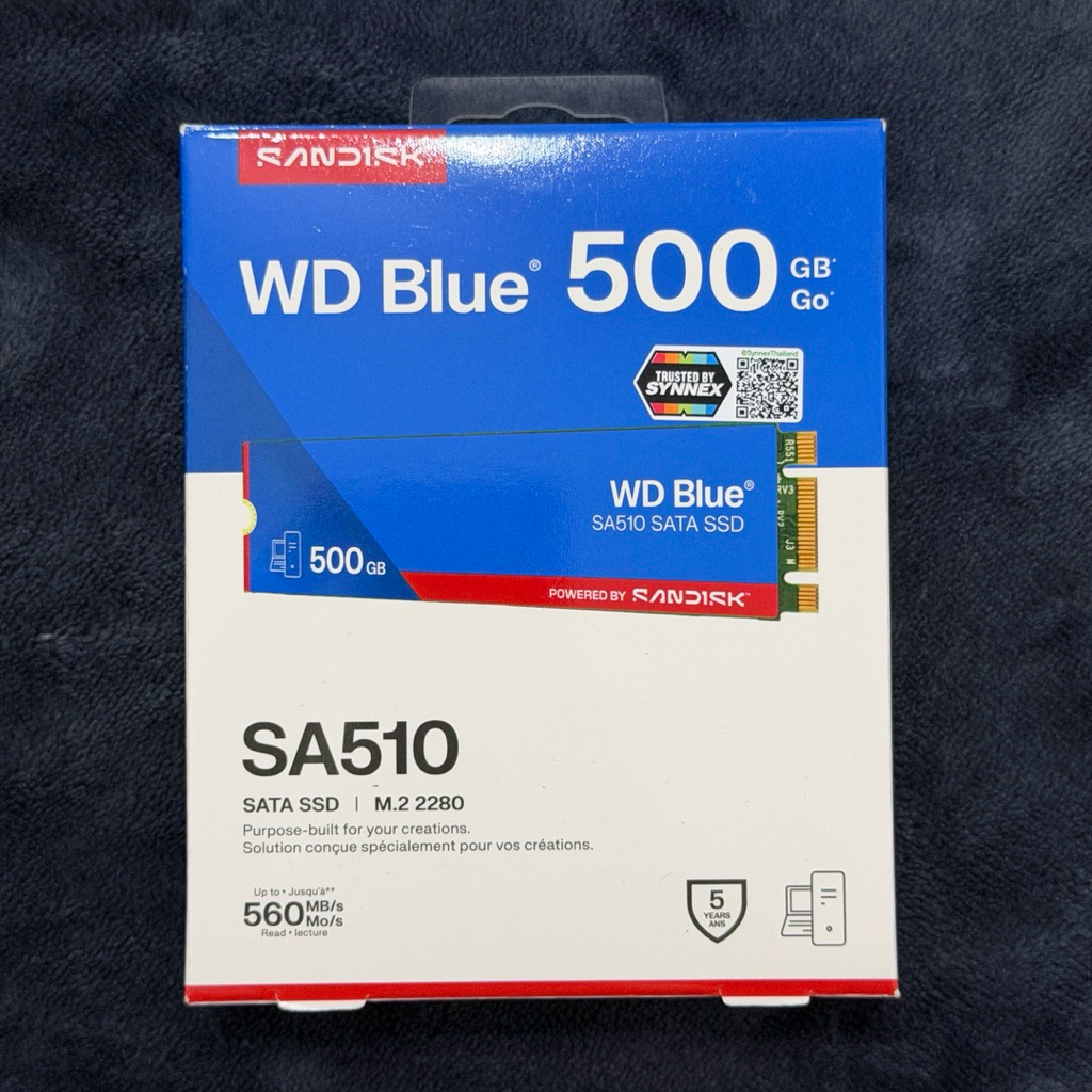 M.2 SATA มือหนึ่ง 500 GB WD BLUE SA510 - SATA M.2 2280 (WDS500G3B0B) SSD (เอสเอสดี) มือสอง