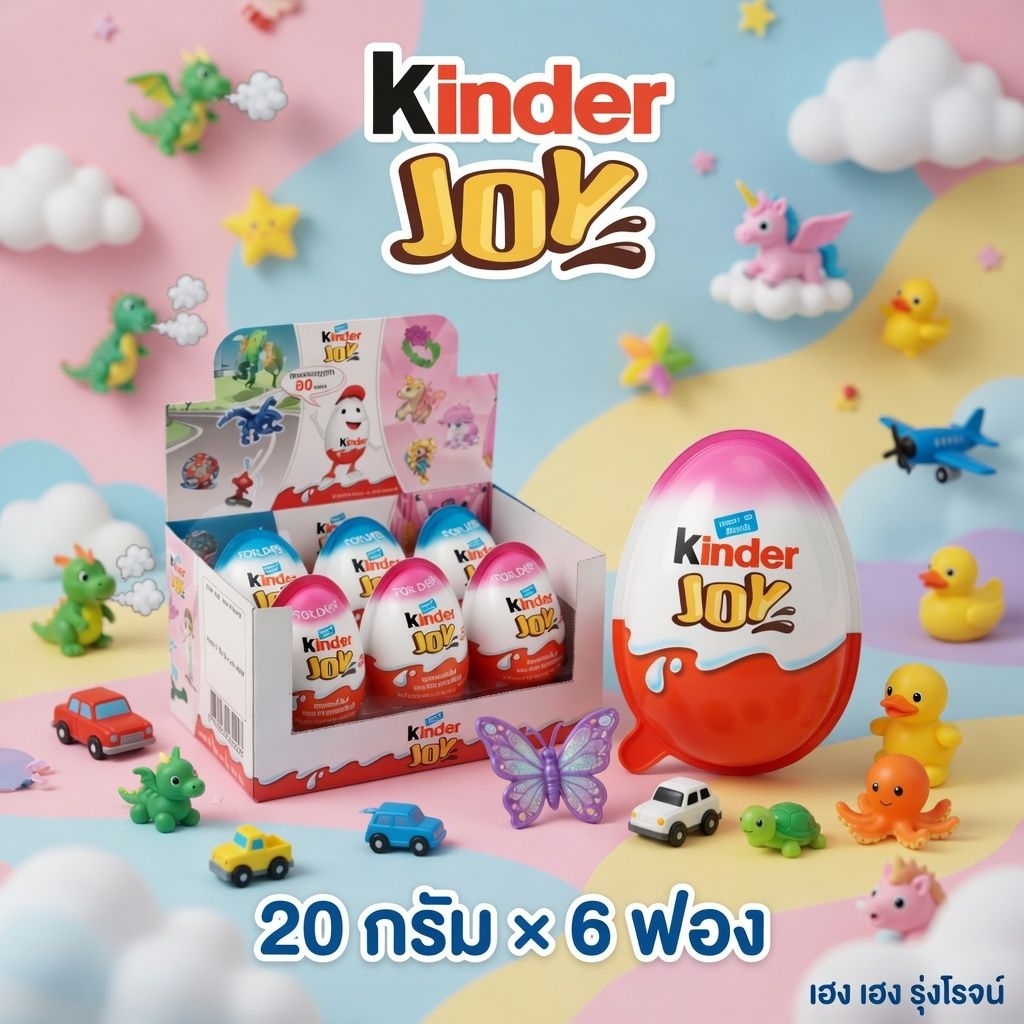 [แพ็ค6ฟอง] Kinder joy คินเดอร์ จอย ขนมโกโก้บนครีมนมและโกโก้สอดไส้เวเฟอร์กรอบ ไข่เซอร์ไพร