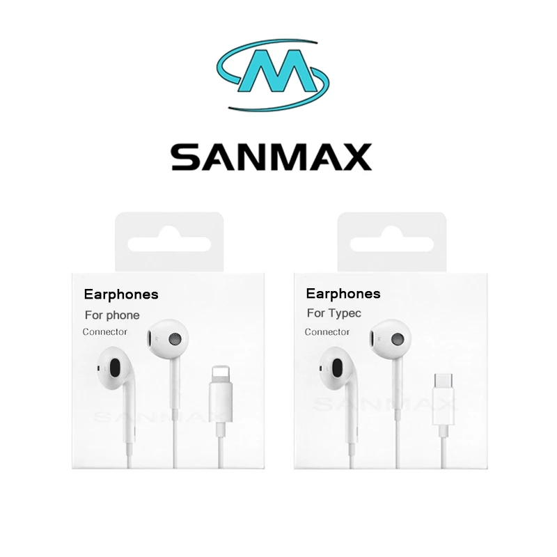 หูฟัง Sanmax Type-C มีไมโครโฟน สำหรับ iPhone 7-17 / Samsung S20-S26 / Android