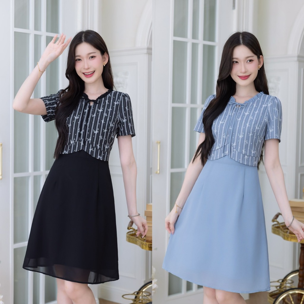 517-01-02ผ้าทอทูโทนดำและฟ้า
