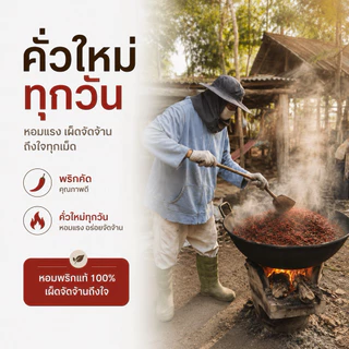 พริกป่นละเอียด พริกขี้หนูคั่วเตาฟืน เผ็ดจัด หอม (100 กรัม)(ลอแดง100)