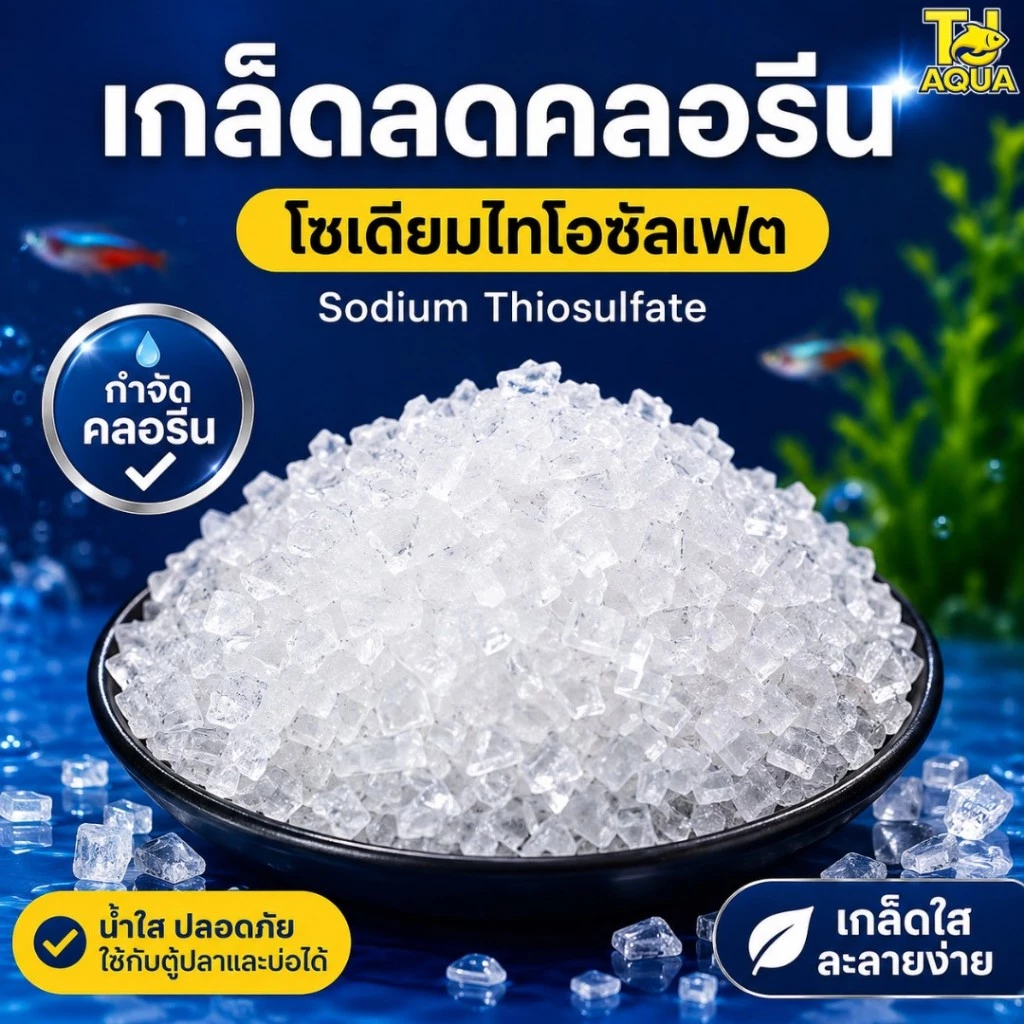 เกล็ดลดคลอรีน สารลดค่าคลอรีนในน้ำ โซเดียม ไทโอซัลเฟต (Sodium Thiosulfate) ขนาด 100 กรัม / 1 กิโลกรัม