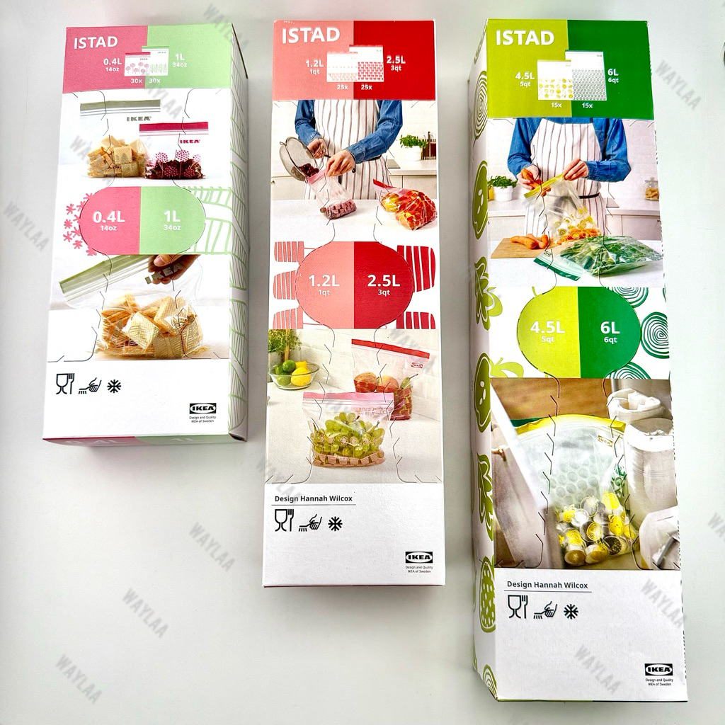 ถุงซิปล็อคใส่อาหาร IKEA แท้ Food Grade ISTAD อิสตัด ถุงแช่แข็งอิเกีย ซิปล็อค 2 ชั้น มี 3 ขนาด ถุงถนอมอาหาร ถุงซิปพลาสติก