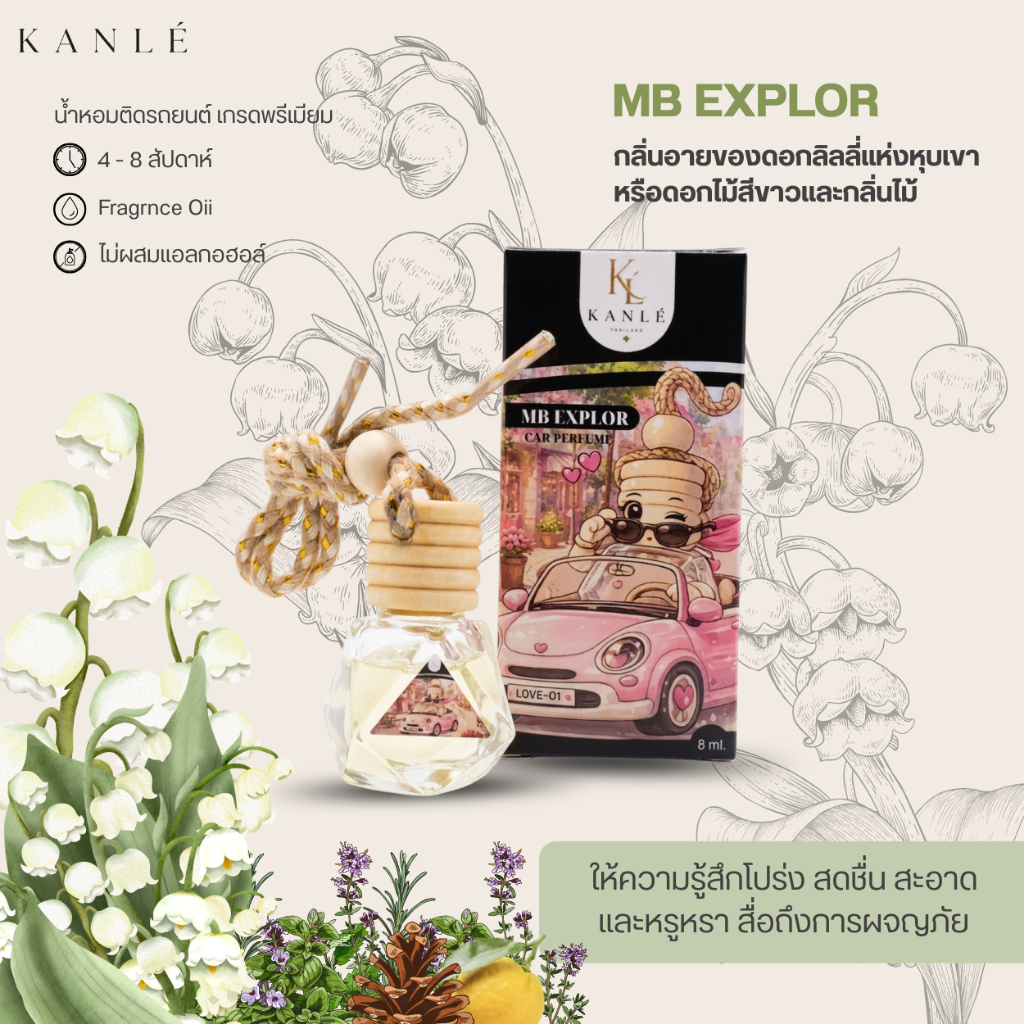 น้ำหอมรถยนต์ สายเท่ สุขุม KANLÉ (คานเล่) กลิ่นหอมยาวนาน 2 เดือน ไม่มีแอลกอฮอล์ สารสกัดธรรมชาติ