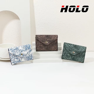 HOLO ผู้หญิง กระเป๋าสตางค์ อเนกประสงค์ กระเป๋าเงิน PU สี่สไตล์ ลายดอกไม้