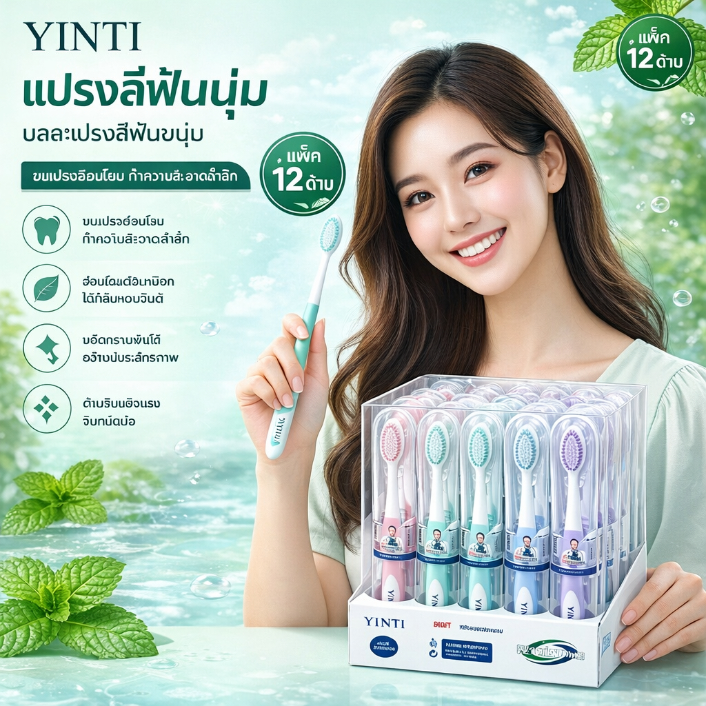 🔥【สินค้าพร้อมส่ง】แปรงสีฟันผู้ใหญ่ แพ็ค12ชิ้น ขนนุ่มพิเศษ ปกป้องเหงือก ทำความสะอาดลึก
