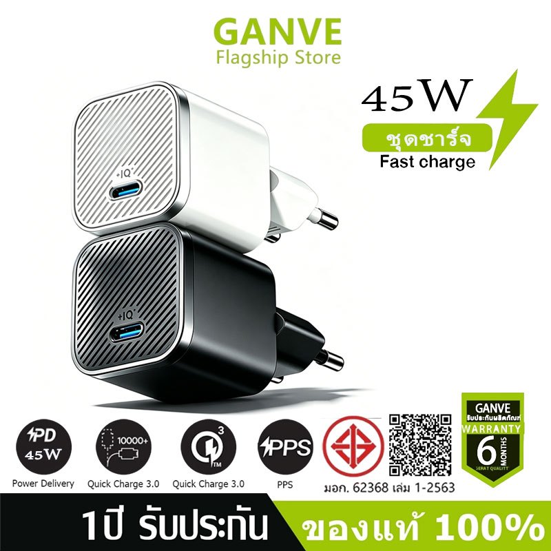 หัวชาร์จเร็ว+สายชาร์จเร็ว PD 45W USB-C Power Adapter อะแดปเตอร์ชาร์จเร็ว 45วัตต์ รองรับรุ่น i17 S24