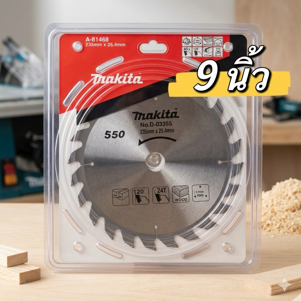 ใบเลื่อยวงเดือน 9 นิ้ว makita ใบเลื่อยตัดไม้ 24ฟัน/30ฟัน/40ฟัน