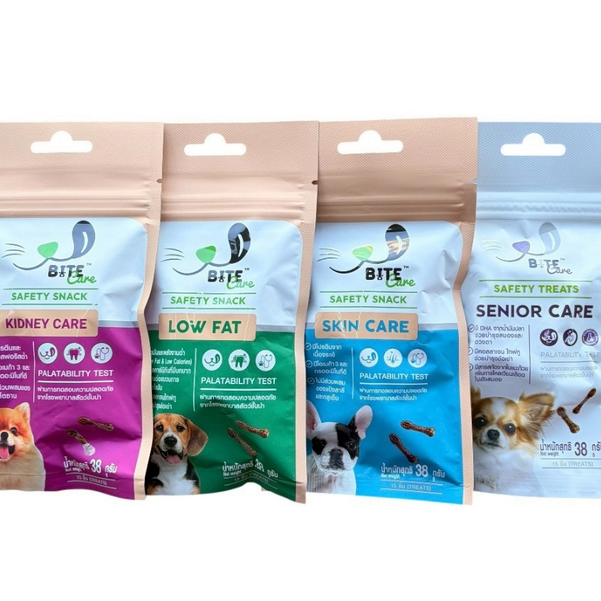 Bite Care ขนมสุนัขแก่ โรคไต โรคตับ ทานได้ ดูแลสุขภาพ ความน่ากินสูง ควบคุมโปรตีนฟอสฟอรัส