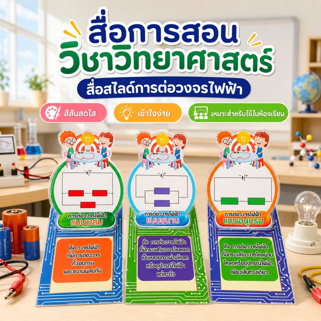 สื่อการสอน วิชาการวิยาศาสตร์ สื่อสไลด์การต่อวงจรไฟฟ้า
