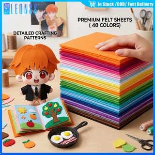 ของมาใหม่！ผ้าสักหลาด40สี หนา1MM ขนาด10CM 15CM 30CM แบบแข็ง สำหรับงานDIY ขายเป็นชุด แผ่นสักหลาด