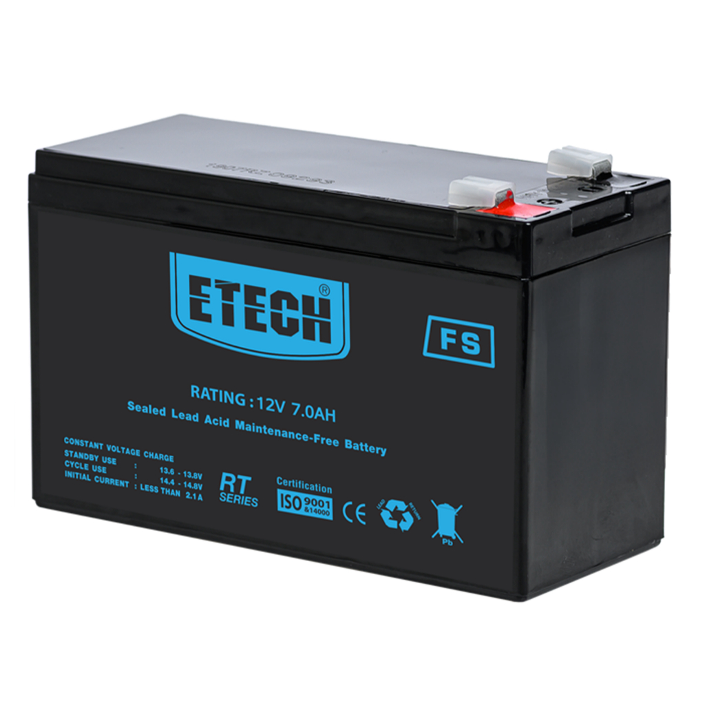 แบตเตอรี่ ETECH 12V 7.0AH ของแท้ 100% พร้อมใช้ ของใหม่จากโรงงาน รับประกัน 1 ปี
