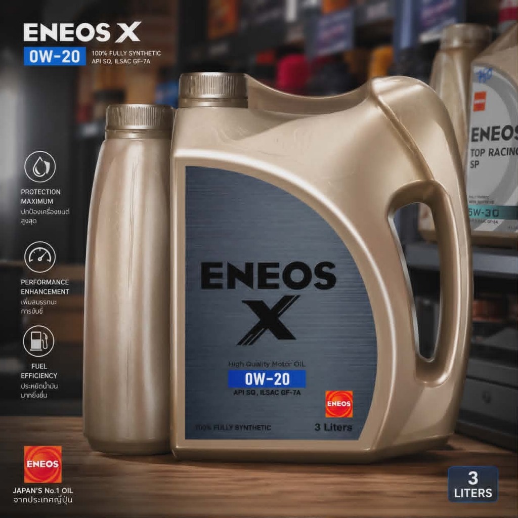น้ำมันเครื่อง ENEOS X 0w20 สังค์เคราะห์100% ขนาด 3+1 ลิตร