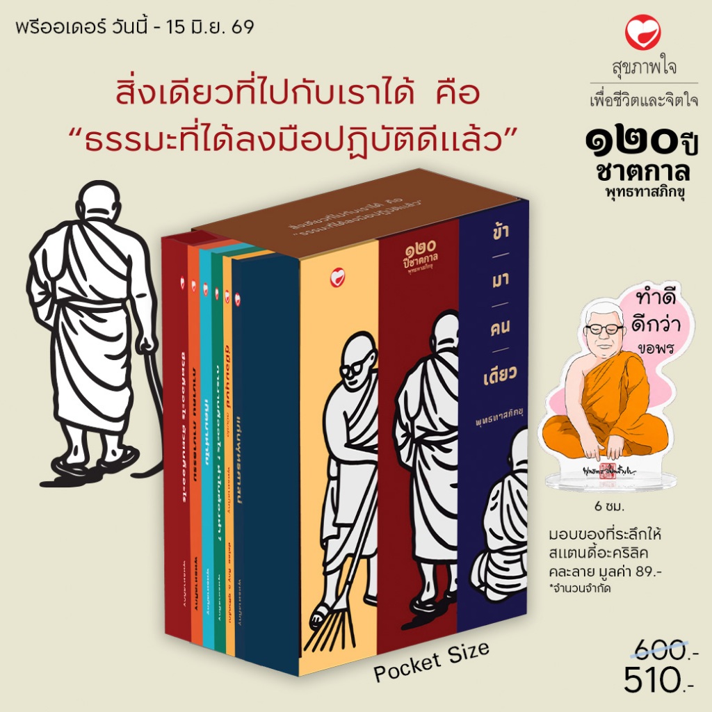 (PRE-ORDER) หนังสือ Boxset ชุด ธรรมะข้ามาคนเดียว 6 เล่ม ผู้เขียน: พุทธทาสิกขุ สำนักพิมพ์ สุขภาพใจ ธรรมะ ศาสนา ปรัชญา
