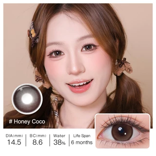 Magister & Realcon คอนแทคเลนส์ 14.5 มม. ตาโต Ice Brew Honey Coco คอนแทคเลนส์สายตา 0.00~-8.00 1 คู่