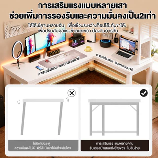 I&D โต๊ะทำงาน โต๊ะคอม รูปตัว L 140/120CM สามารถจับคู่กับชั้นเก็บของได้ ดูสวยมาก สไตล์โมเดิร์น ดีไซน์โครงเหล็กหนา