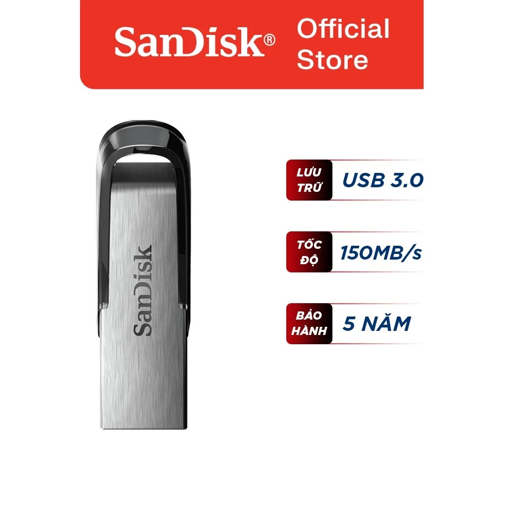 แฟลชไดร์ฟ SanDisk Ultra Flair USB 3.0 ความเร็วอ่านสูงสุด 150MB/s ตัวเรือนโลหะ ของแท้ 100% ประกันศูนย์ 5 ปี สำหรับเก็บข้อ