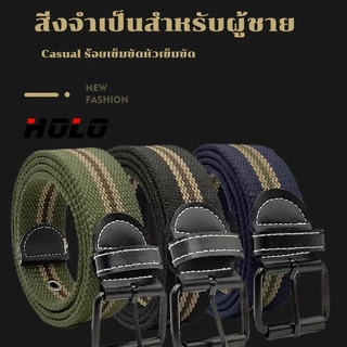 แฟชั่น ความเรียบง่าย สันทนาการ ร้อยชุด ผู้ชาย ผ้าใบ แถบ สีดำ รูเข็ม เข็มขัด