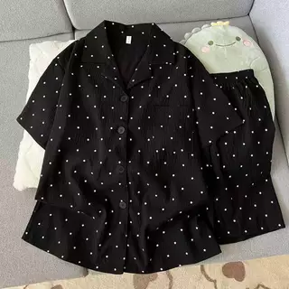 NEW เซตชุดนอน แขนสั้น-ขาสั้น ผ้าไหมญี่ปุ่นพิมพ์ลายสุดน่ารักรวมชุดนอน ขายดีสินค้าพร้อมส่ง