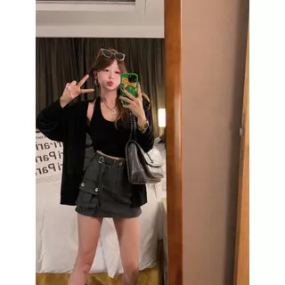 ส่งทันทีCici (NO. 1100) เสื้อคลุมแขนยาว ผ้าตาข่าย แต่งดีเทลกระเป๋าหน้าสองข้างใช้งานได้จริง