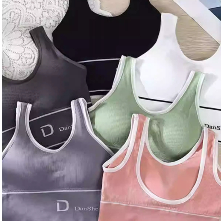Peony & Lace สปอร์ตบรา ไร้โครง กระชับหน้าอก ยืดหยุ่นสูง ใส่เป็นเสื้อตัวนอก หลังเปิดสวย โยガ #N02