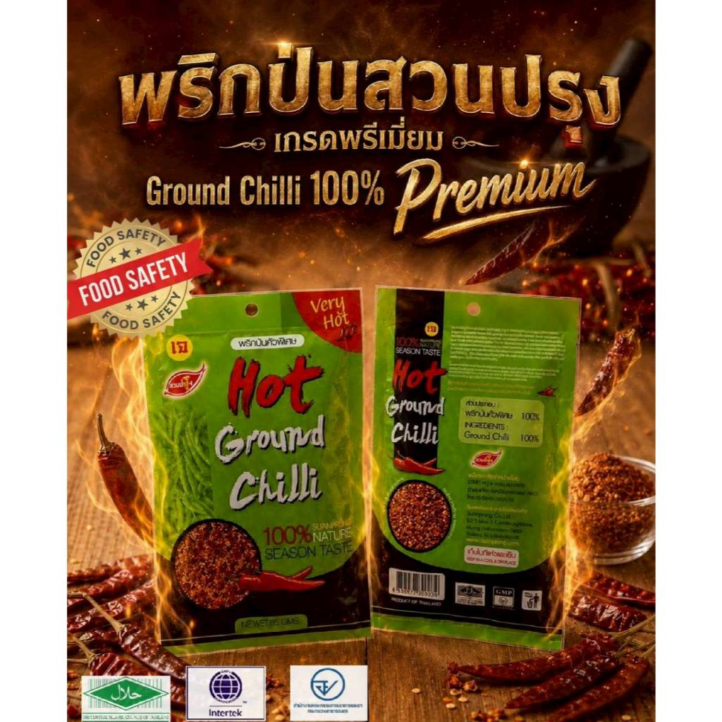 พริกป่นสวนปรุงเกรดพรีเมี่ยม Ground Chilli
