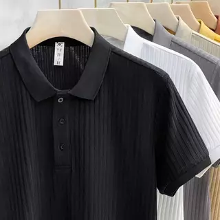 ACHSAWAKE เสื้อโปโลแฟชั่นของผู้ชายคนนี้ หลวมง่ายอินเทรนด์ และสบาย ๆ